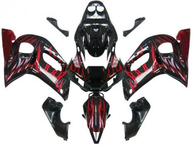 Cheapest 1998-2002 Black Red Flame Yamaha YZF R6 Replacement Fairings UK