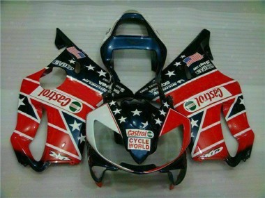Cheapest 2001-2003 Red White Blue Castrol Cycle World Honda CBR600 F4i Motorcycle Fairings Kits UK