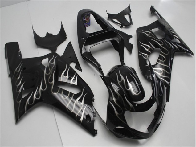 Cheapest 2001-2003 Black White Flame Suzuki GSXR 600/750 Motorcycle Fairing Kits UK