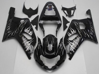 Cheapest 2001-2003 Black White Flame Suzuki GSXR 600/750 Motorcycle Fairing Kits UK