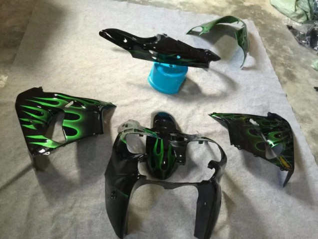Cheapest 2002-2003 Glossy Black Green Flame Kawasaki ZX9R Motorcycle Fairings UK Cheapest 2002-2003 Glossy Black Green Flame Kawasaki ZX9R Motorcycle Fairings UK
