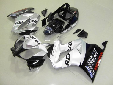 Cheapest 2002-2013 Silver Repsol Honda VFR800 Motorbike Fairing Kits UK