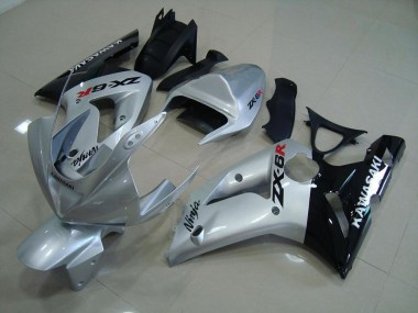 Cheapest 2003-2004 Silver Black Kawasaki ZX6R Motorcycle Fairing Kit UK