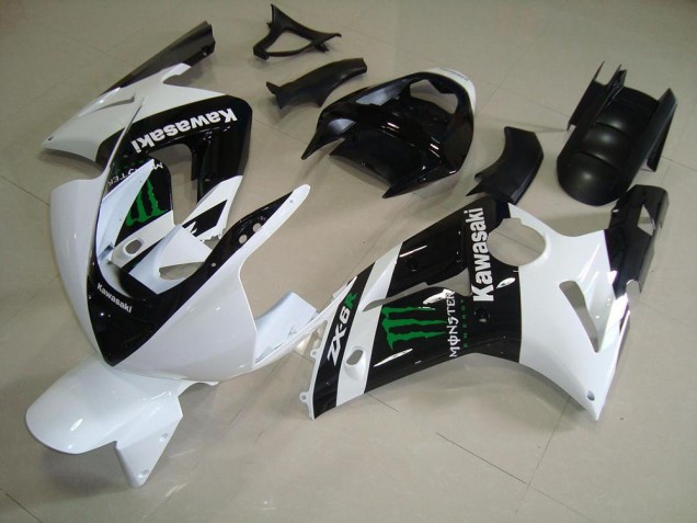 Cheapest 2003-2004 White Monster Kawasaki ZX6R Bike Fairings UK