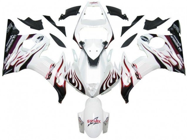 Cheapest 2003-2005 White Black Red Flame Yamaha YZF R6 Motorcycle Fairings UK Cheapest 2003-2005 White Black Red Flame Yamaha YZF R6 Motorcycle Fairings UK