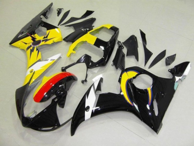 Cheapest 2003-2005 Moon Black Yellow Yamaha YZF R6 Motorcycle Fairings Kits UK