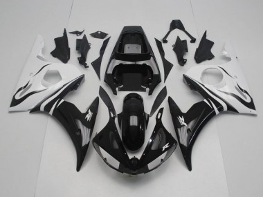 Cheapest 2003-2005 Black and White Yamaha YZF R6 Motor Bike Fairings UK