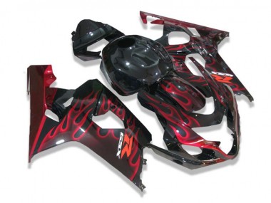 Cheapest 2004-2005 Black Red Flames Suzuki GSXR 600/750 Motorcycle Fairing UK