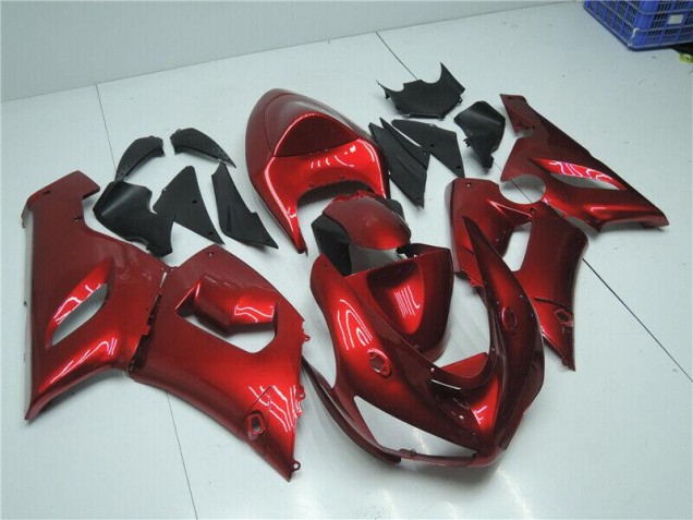 Cheapest 2005-2006 Candy Red Kawasaki ZX6R Motorcycle Fairing Kits UK