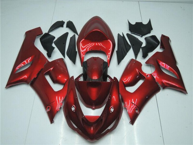 Cheapest 2005-2006 Candy Red Kawasaki ZX6R Motorcycle Fairing Kits UK