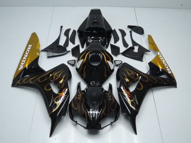 Cheapest 2006-2007 Black Gold Flame Honda CBR1000RR Motor Bike Fairings UK