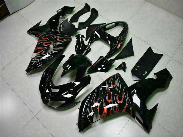 Cheapest 2006-2007 Black Red Flame Kawasaki ZX10R Motorcyle Fairings UK Cheapest 2006-2007 Black Red Flame Kawasaki ZX10R Motorcyle Fairings UK