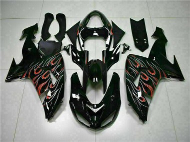 Cheapest 2006-2007 Black Red Flame Kawasaki ZX10R Motorcyle Fairings UK