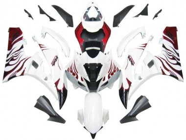 Cheapest 2006-2007 White Red Flame Yamaha YZF R6 Motorcycle Fairing UK