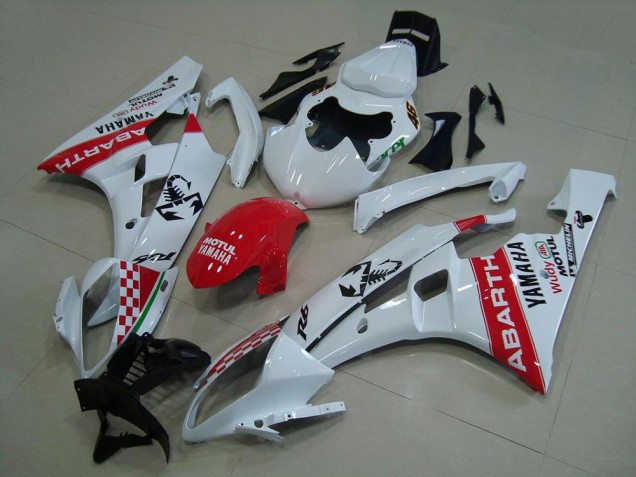 Cheapest 2006-2007 White Red Abarth Yamaha YZF R6 Motorcycle Fairings UK Cheapest 2006-2007 White Red Abarth Yamaha YZF R6 Motorcycle Fairings UK