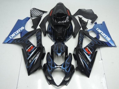 Cheapest 2007-2008 Black Blue Flame Suzuki GSXR 1000 K7 Motorcycle Fairing Kit UK