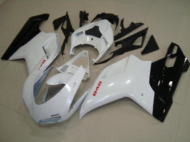 Cheapest 2007-2014 Pearl White Black Ducati 848 1098 1198 Motorcycle Fairing Kits UK