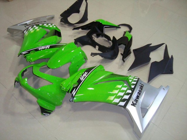 Cheapest 2008-2012 Green Silver Kawasaki ZX250R Motorcycle Fairings Kit UK