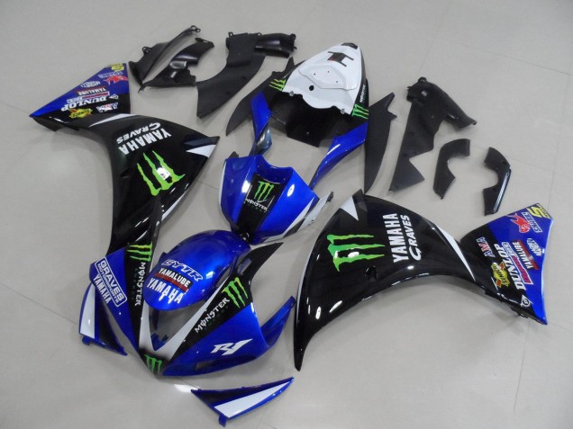 Cheapest 2009-2011 Blue Black Monster Yamaha YZF R1 Bike Fairings UK Cheapest 2009-2011 Blue Black Monster Yamaha YZF R1 Bike Fairings UK