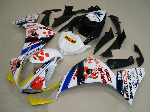 Cheapest 2009-2011 White Black Pepe Phone Yamaha YZF R1 Motorcycle Fairing Kits UK Cheapest 2009-2011 White Black Pepe Phone Yamaha YZF R1 Motorcycle Fairing Kits UK
