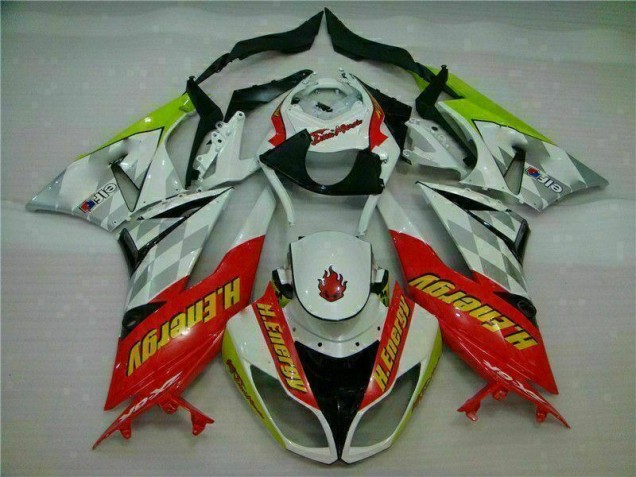 Cheapest 2009-2012 White Red H. Energy Kawasaki ZX6R Motorcycle Fairings Kit UK