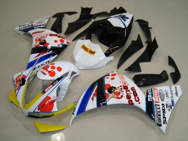 Cheapest 2012-2014 White Black Pepe Phone Yamaha YZF R1 Motorcycle Fairings Kit UK
