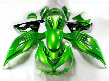 Cheapest 2012-2021 Green Black Kawasaki ZX14R ZZR1400 Motorcycle Fairings Kit UK