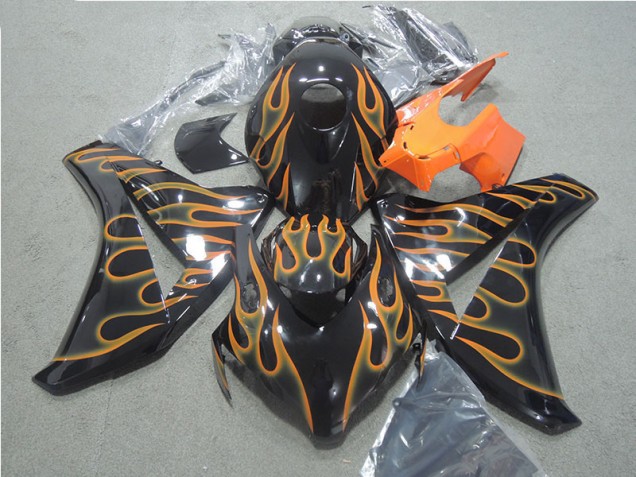 Cheapest 2008-2011 Black Orange Flame Honda CBR1000RR Motorcycle Fairings Kit UK