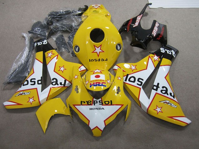 Cheapest 2008-2011 Yellow Repsol HRC Honda CBR1000RR Replacement Motorcycle Fairings UK