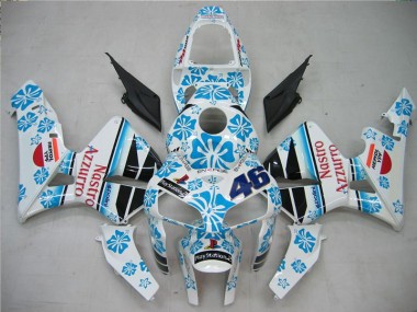 Cheapest 2005-2006 White Blue Nastro Azzurro 46 Honda CBR600RR Motorcycle Fairing Kit UK