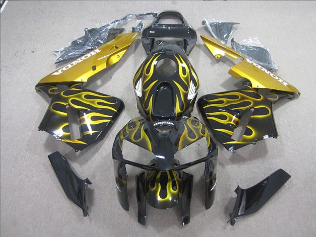 Cheapest 2005-2006 Black Yellow Flame Honda CBR600RR Motorcycle Fairing Kits UK