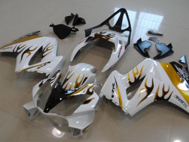 Cheapest 2002-2013 White Gold Flame Honda VFR800 Bike Fairings UK