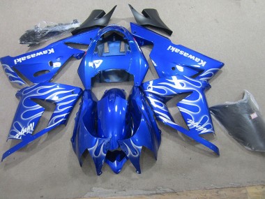 Cheapest 2003-2005 Blue White Flame Kawasaki ZX10R Bike Fairings UK