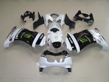 Cheapest 2008-2012 Black White Monster Kawasaki ZX250R Motorbike Fairing UK