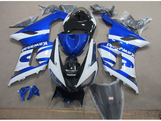 Cheapest 2005-2006 Blue White Kawasaki ZX6R Motorcycle Replacement Fairings UK Cheapest 2005-2006 Blue White Kawasaki ZX6R Motorcycle Replacement Fairings UK