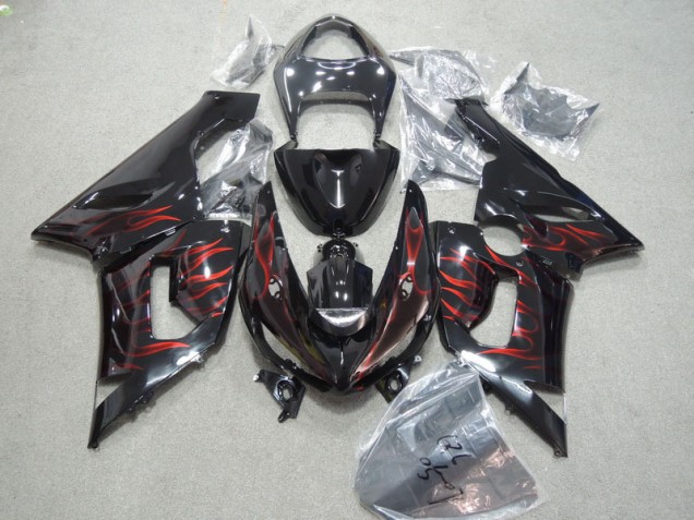 Cheapest 2005-2006 Black Red Flame Kawasaki ZX6R Bike Fairing Kit UK Cheapest 2005-2006 Black Red Flame Kawasaki ZX6R Bike Fairing Kit UK