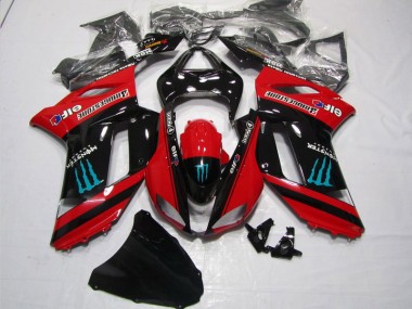 Cheapest 2007-2008 Red Black Monster Kawasaki ZX6R Motorbike Fairing Kits UK