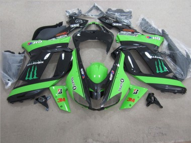 Cheapest 2007-2008 Green Black 3M Monster Kawasaki ZX6R Motorbike Fairing UK