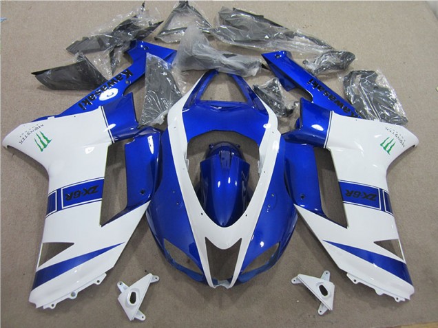 Cheapest 2007-2008 Blue White Monster Kawasaki ZX6R Bike Fairing UK Cheapest 2007-2008 Blue White Monster Kawasaki ZX6R Bike Fairing UK