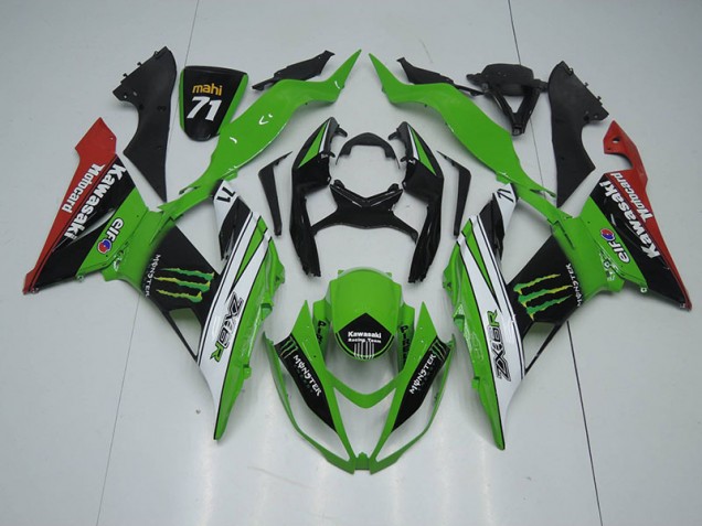 Cheapest 2013-2018 Black Green White Monster Kawasaki ZX6R Bike Fairings UK Cheapest 2013-2018 Black Green White Monster Kawasaki ZX6R Bike Fairings UK