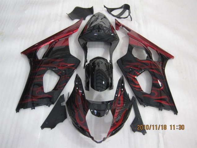 Cheapest 2003-2004 Black Red Flame Suzuki GSXR1000 Motorcycle Bodywork UK