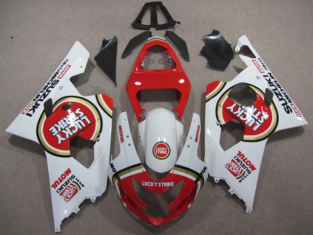 Cheapest 2004-2005 Red White Lucky Strike Motul Suzuki GSXR600 Motorcycle Replacement Fairings UK Cheapest 2004-2005 Red White Lucky Strike Motul Suzuki GSXR600 Motorcycle Replacement Fairings UK