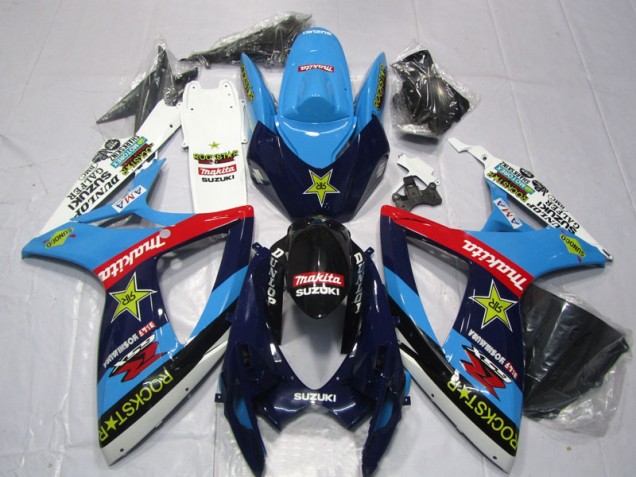 Cheapest 2006-2007 Blue White Rockstar Makita Suzuki GSXR600 Motor Bike Fairings UK Cheapest 2006-2007 Blue White Rockstar Makita Suzuki GSXR600 Motor Bike Fairings UK