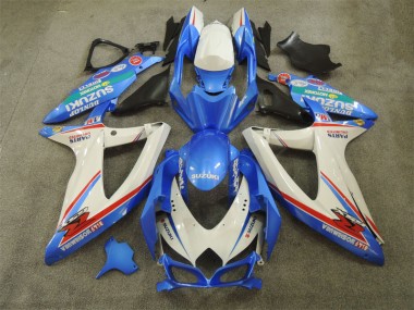 Cheapest 2008-2010 Blue White with Decals Suzuki GSXR600 Bike Fairing Kit UK