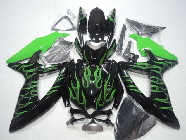 Cheapest 2008-2010 Black Green Flame Suzuki GSXR600 Bike Fairings UK Cheapest 2008-2010 Black Green Flame Suzuki GSXR600 Bike Fairings UK