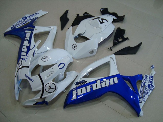 Cheapest 2006-2007 Blue White Jordan Suzuki GSXR750 Motorcycle Fairings Kits UK Cheapest 2006-2007 Blue White Jordan Suzuki GSXR750 Motorcycle Fairings Kits UK