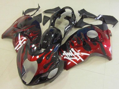 Cheapest 1996-2007 Black Red Flame Suzuki GSXR1300 Hayabusa Bike Fairings UK