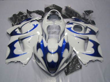Cheapest 1996-2007 White Blue Suzuki GSXR1300 Hayabusa Bike Fairing Kit UK