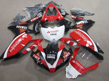 Cheapest 2007-2008 Black Red White Santander Yamaha YZF R1 Motorbike Fairing Kits UK