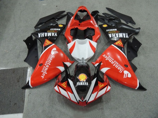 Cheapest 2009-2011 Black White Santander Red Yamaha YZF R1 Motorcycle Fairing Kits UK Cheapest 2009-2011 Black White Santander Red Yamaha YZF R1 Motorcycle Fairing Kits UK